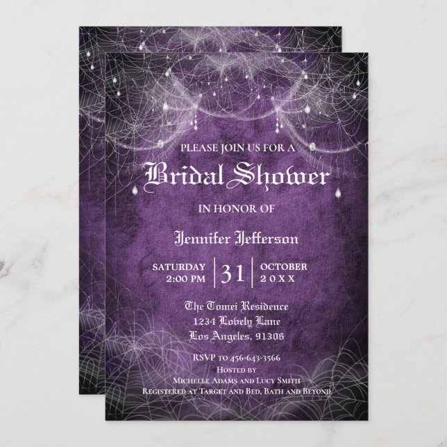 Gothique Halloween Nuptiale Douche Invitation (Devant / Derrière)