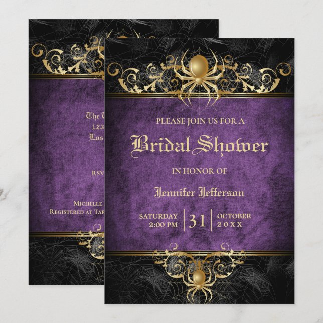 Gothique Halloween Nuptiale Douche Invitation (Devant / Derrière)