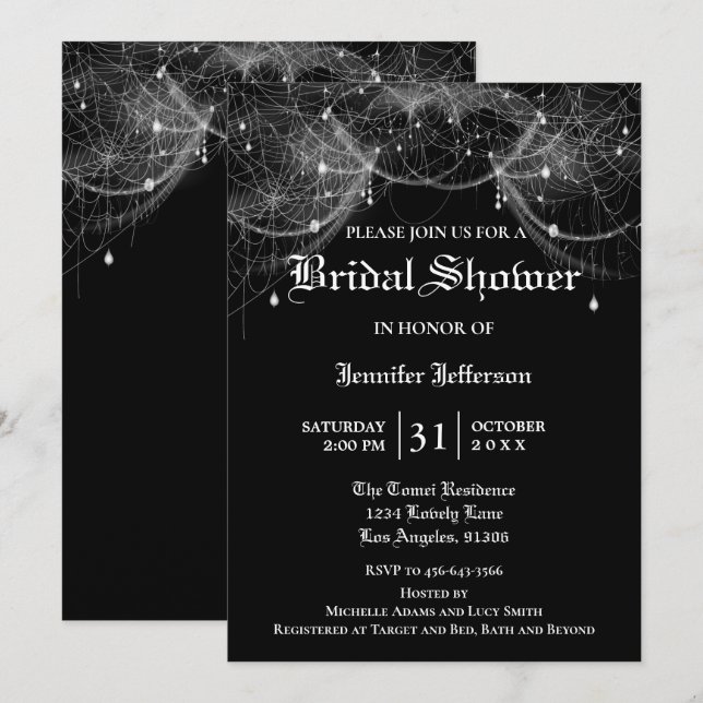 Gothique Halloween Nuptiale Douche Invitation (Devant / Derrière)