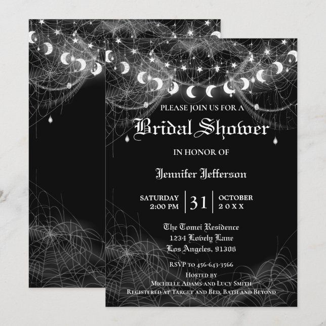 Gothique Halloween Nuptiale Douche Invitation (Devant / Derrière)