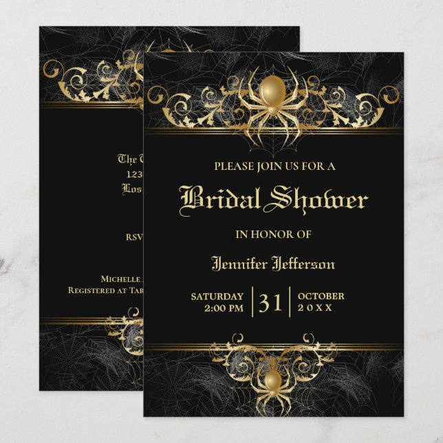 Gothique Halloween Nuptiale Douche Invitation (Devant / Derrière)