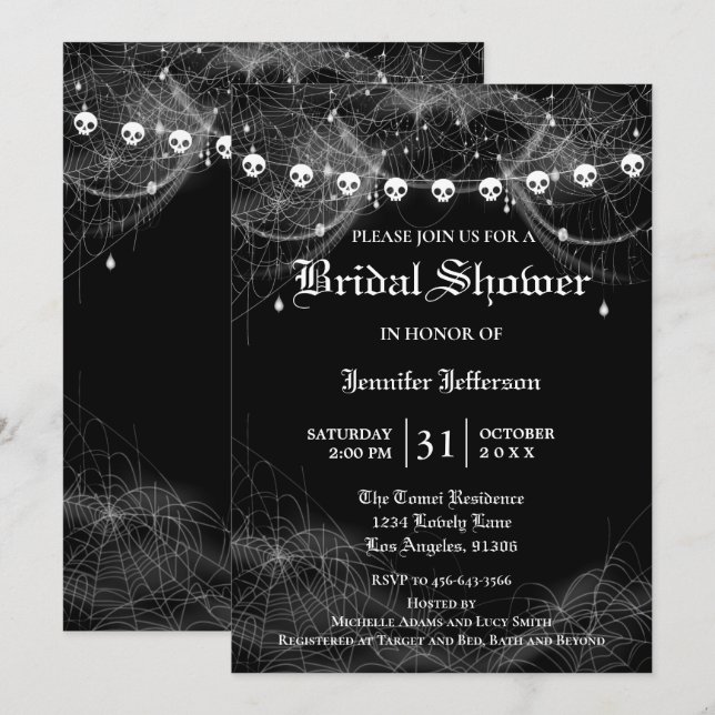 Gothique Halloween Nuptiale Douche Invitation (Devant / Derrière)