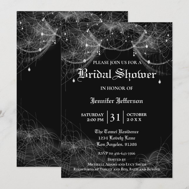 Gothique Halloween Nuptiale Douche Invitation (Devant / Derrière)