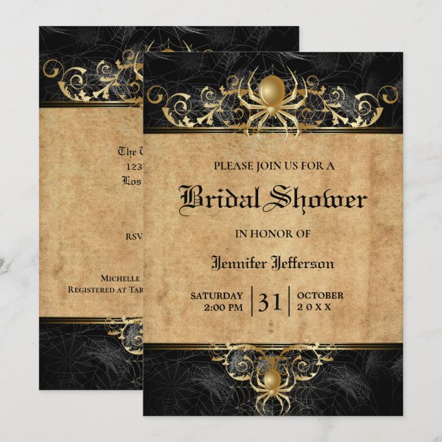 Gothique Halloween Nuptiale Douche Invitation (Devant / Derrière)