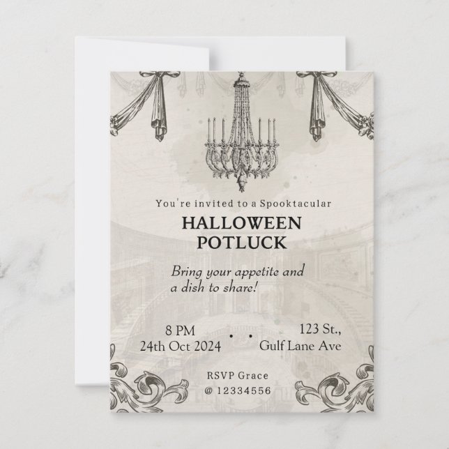 Gothique Halloween Potluck Adult Invitation de la  (Devant)