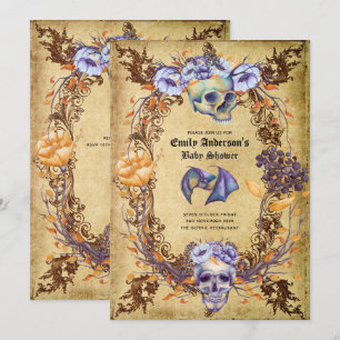 Gothique Halloween Skulls Party Invitation Aquarel