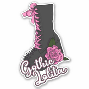 Gothique Lolita Slogan Rose Boot Vinyl Sticker