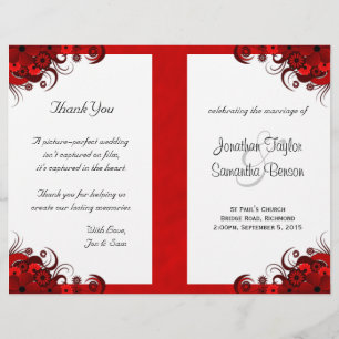 Gothique Rouge Floral Bi-Fold Wedding Programme Mo