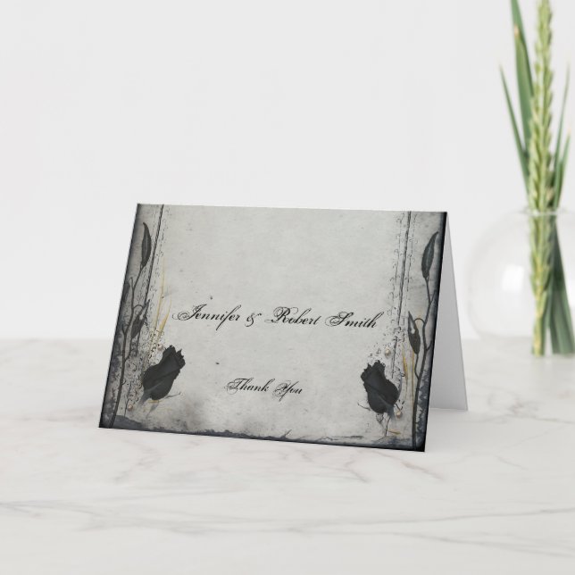 Gothique Treillis de Rose Noire de Mariage Merci (Devant)