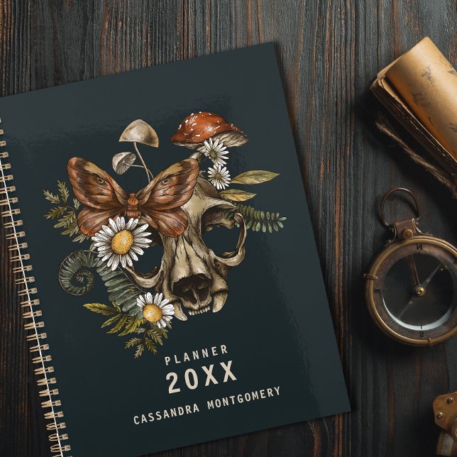 Gothique Vintage Crâne Moth Nom personnalisé (Créateur téléchargé)