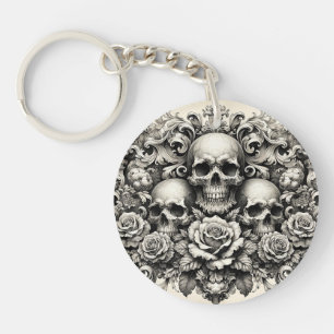 Gothique Vintage Élégant Crânes et Roses