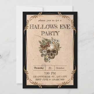 Gothique Vintage Floral Halloween Party Invitation