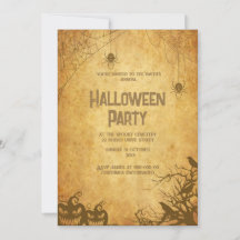 gothique vintage invitation à l'halloween éffrayan