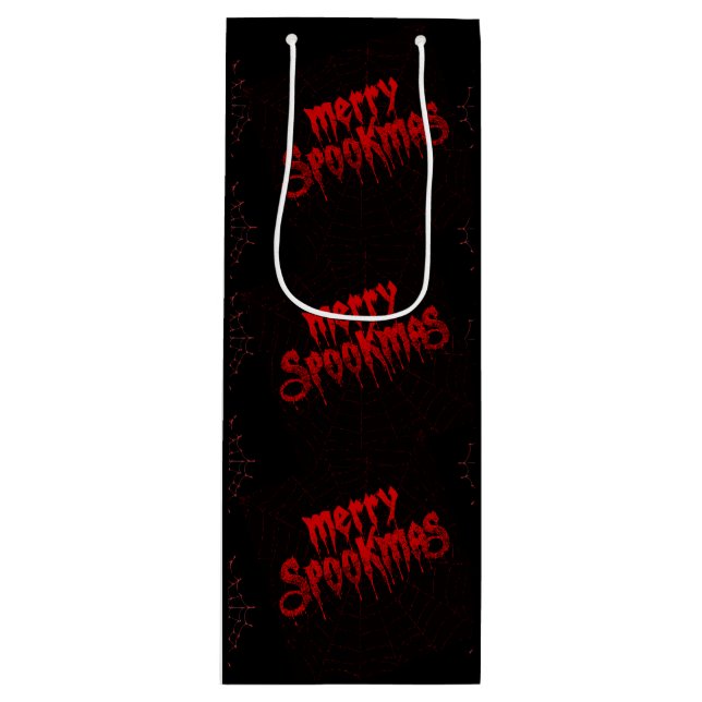 Gothmas Bold Red Script on Black Goth Christmas Wine Gift Bag (Front)