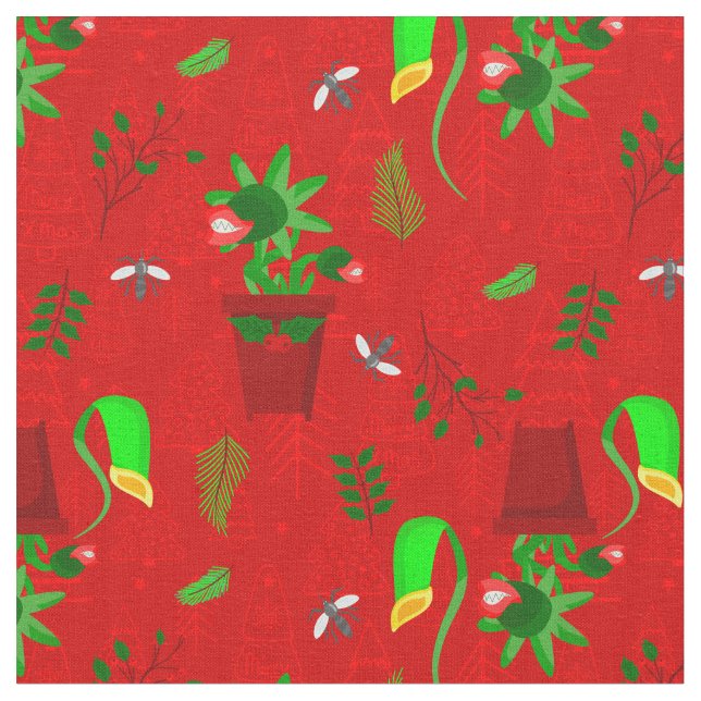 gothmas christmas venus flytrap creepmas fabric (Close Up)