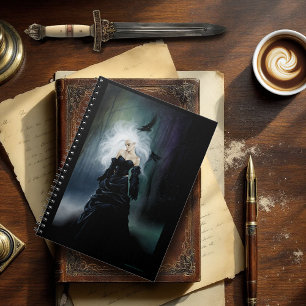 Gotic Ravens Forest Woman black Notebook