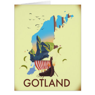 Gotland Baltic Sea Viking Travel map Postcard