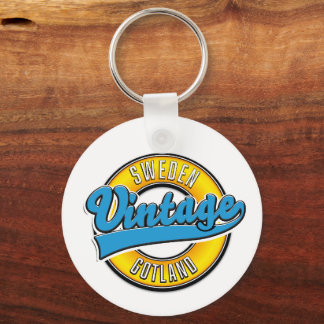 Gotland Sweden vintage style logo Keychain