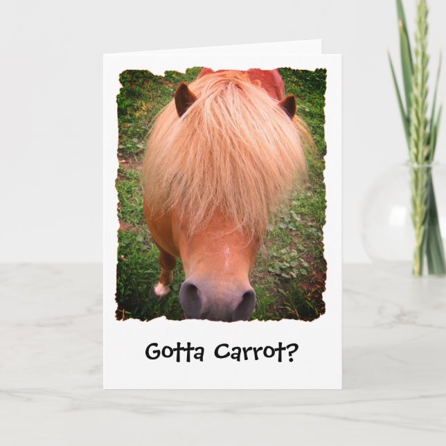 Gotta Carrot? Sassy Pony Greeting Card, Blank Card (Front)