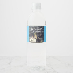 "Gotta Earn My Keep" Fishing Boy Water Bottle Label