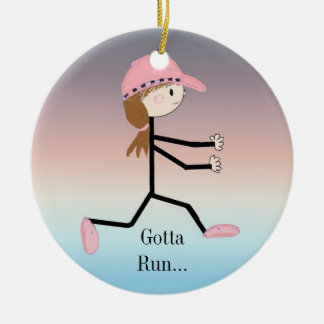 Gotta Run Female Running Figure Ceramic Ornament