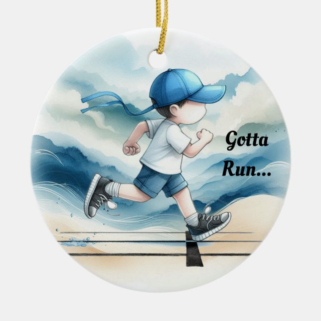 Gotta Run Male Runner Keepsake Ceramic Ornament (Front)