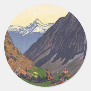 Gotthard Pass mountain pass in the Alps Classic Round Sticker