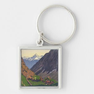 Gotthard Pass mountain pass in the Alps Keychain