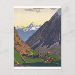 Gotthard Pass mountain pass in the Alps Postcard