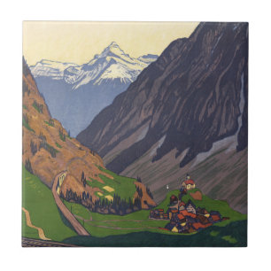 Gotthard Pass mountain pass in the Alps Tile