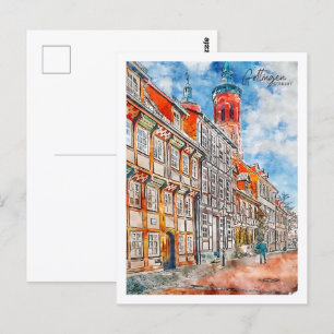 Gottingen Germany Travel Place Watercolor Postcard