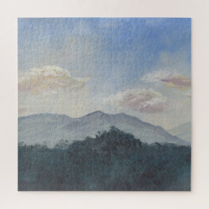 Gouache Blue Mountains: Vibrant Nature Scene Jigsaw Puzzle