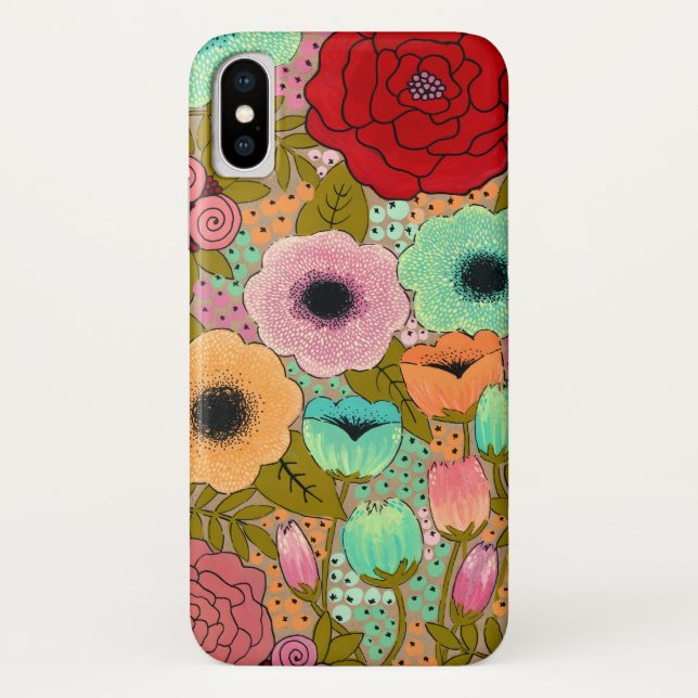 Gouache Floral Peint Garden iPhone X Coque (Dos)