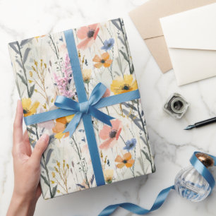 Gouache Meadow Flowers Pattern Wrapping Paper
