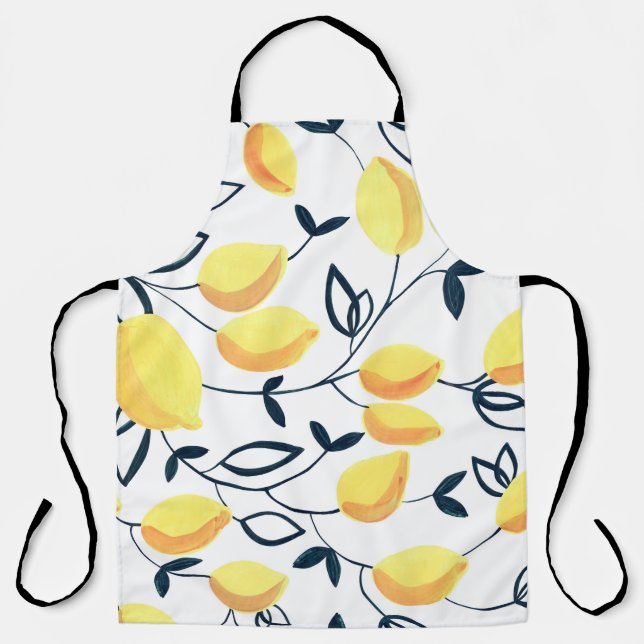 Gouache seamless pattern with yellow lemons and le apron (Front)