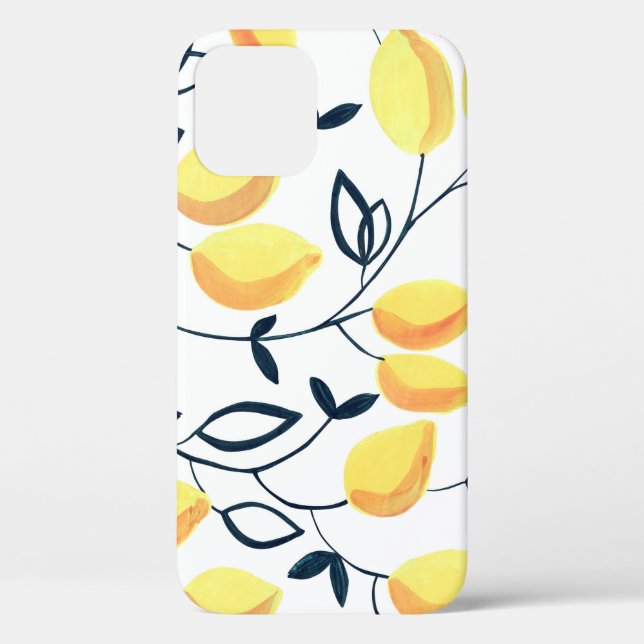Gouache seamless pattern with yellow lemons and le Case-Mate iPhone case (Back)