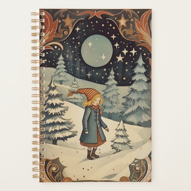 Gouache Vintage Retro Christmas Planner (Front)