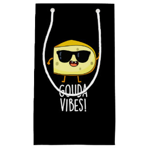 Gouda Vibes Funny Cheese Pun Dark BG Small Gift Bag