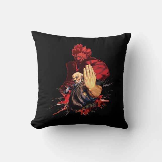 Gouken Vs. Akuma Throw Pillow (Front)