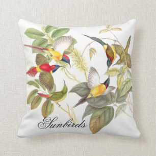 Gould Sunbird Birds Animals Wildlife Throw Pillow