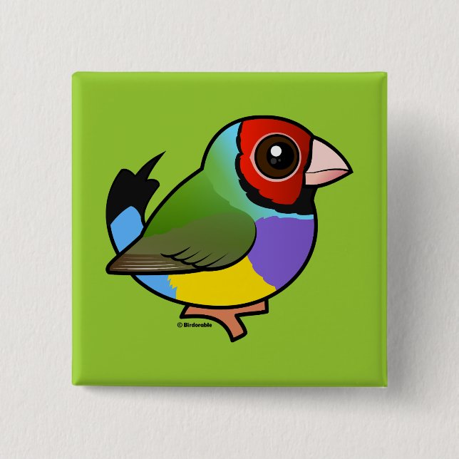 Gouldian Finch 2 Inch Square Button (Front)