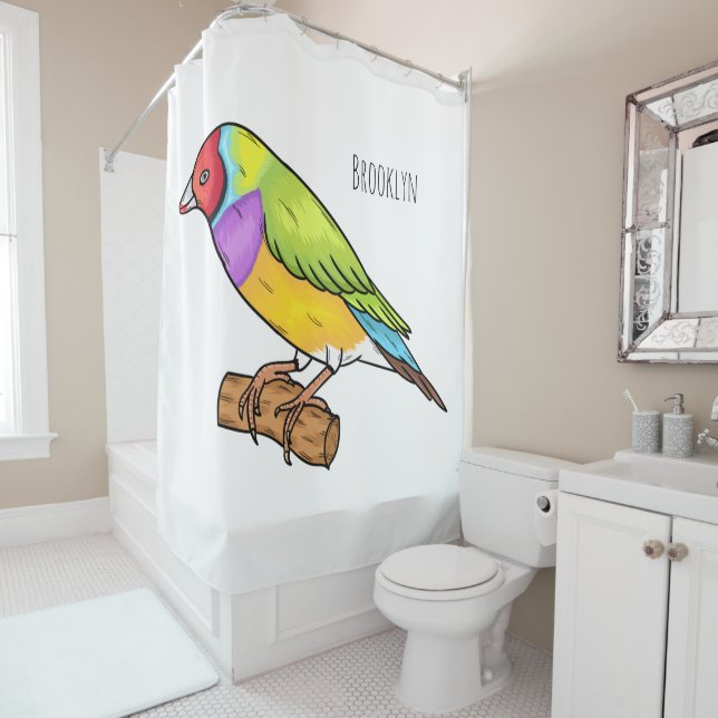 Gouldian finch bird cartoon illustration  (In Situ)