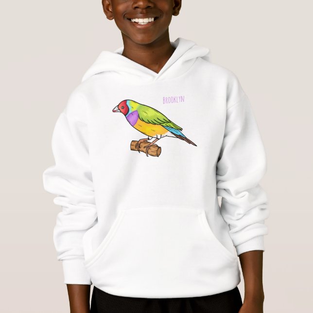 Gouldian finch bird cartoon illustration (Front)