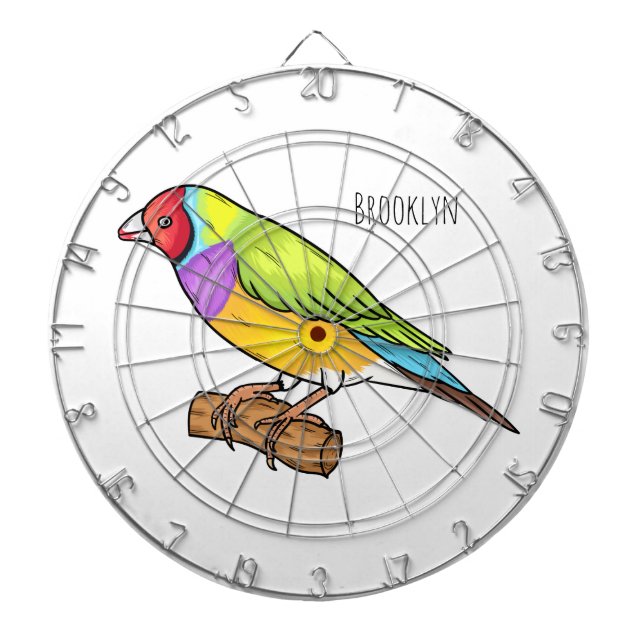 Gouldian finch bird cartoon illustration  dartboard (Front)