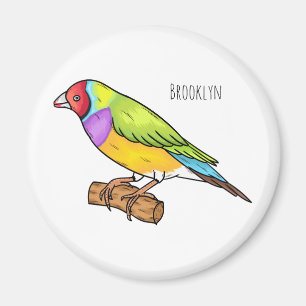 Gouldian finch bird cartoon illustration magnet