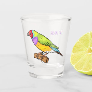 Gouldian finch bird cartoon illustration shot glass