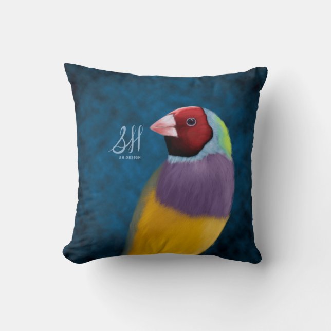 Gouldian Finch Throw Pillow (Front)