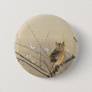 Goun's Owl and Early Plum Blossoms 2 Inch Round Button
