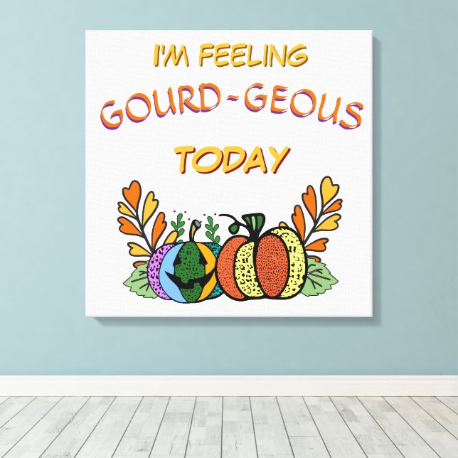 Gourd-geous Fall Pumpkins Canvas Print (Insitu(Wood Floor))