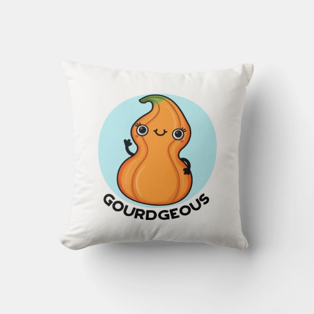 Gourd-geous Funny Gourd Veggie Pun  Throw Pillow (Front)